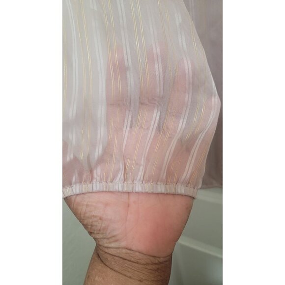 BANANA REPUBLIC WOMEN'S LONG SLEEVE METALLIC BROWN GOLD/SILVE STRAP TIE ON THE S - Picture 4 of 10